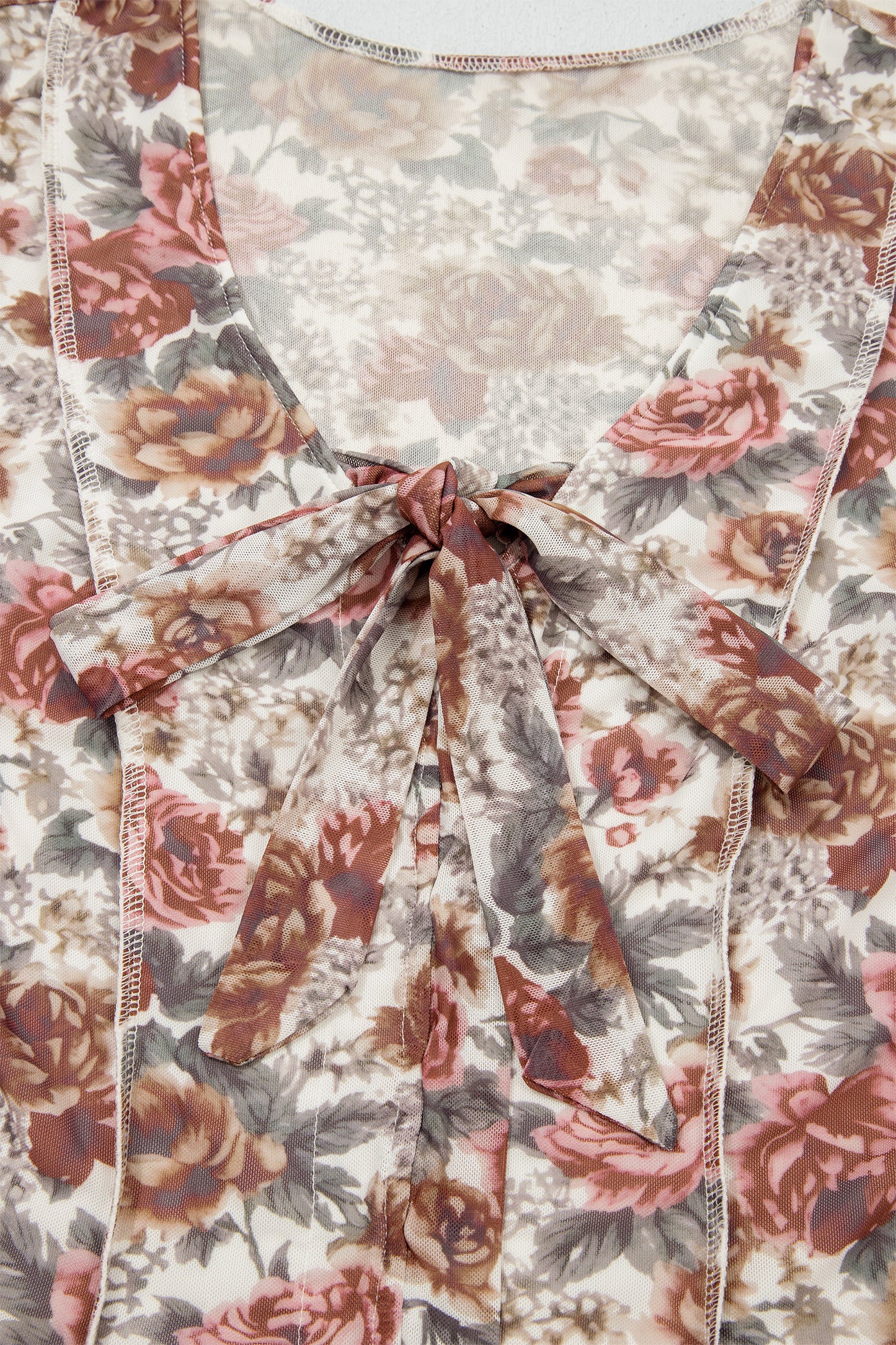 Floral Print Tie Front V-Neck Bell Sleeve Blouse – Women S–XL