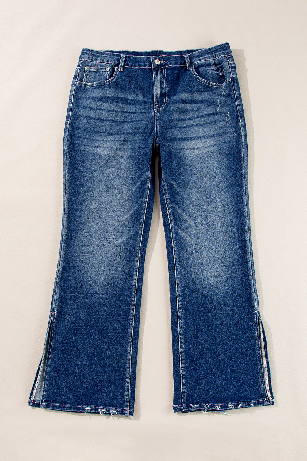 High Waist Side Slit Flare Jeans | Plus Size | Blue | 1X–4X