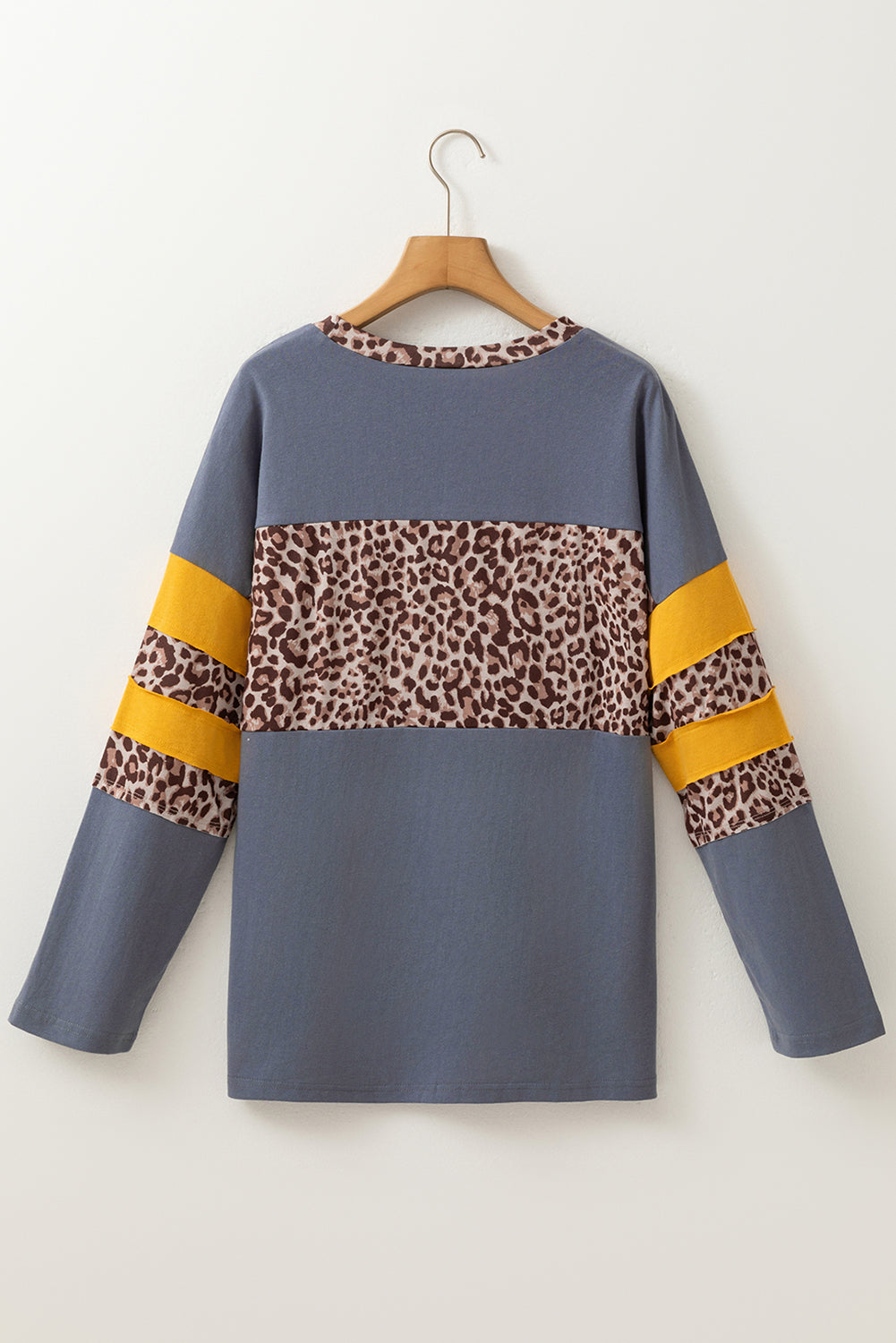 Blue Leopard Print Drop Shoulder Long Sleeve Top – Women S–XL