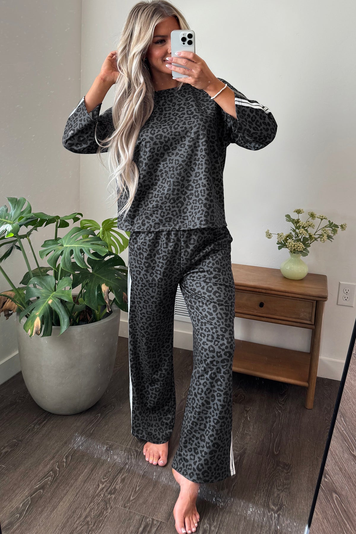Women's Leopard Print Varsity Two Piece Set S to XL