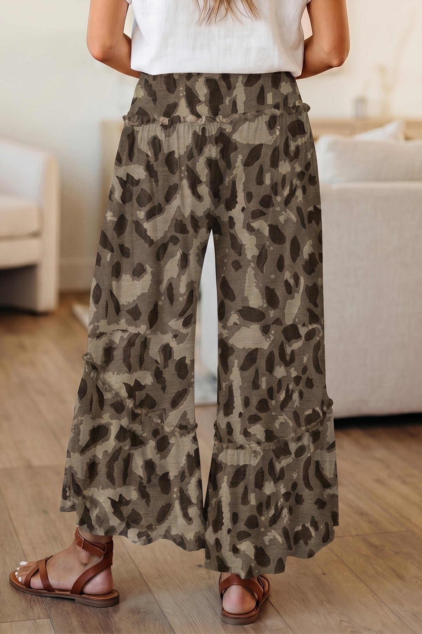 Camo Print Wide Leg Pants Women S–XL