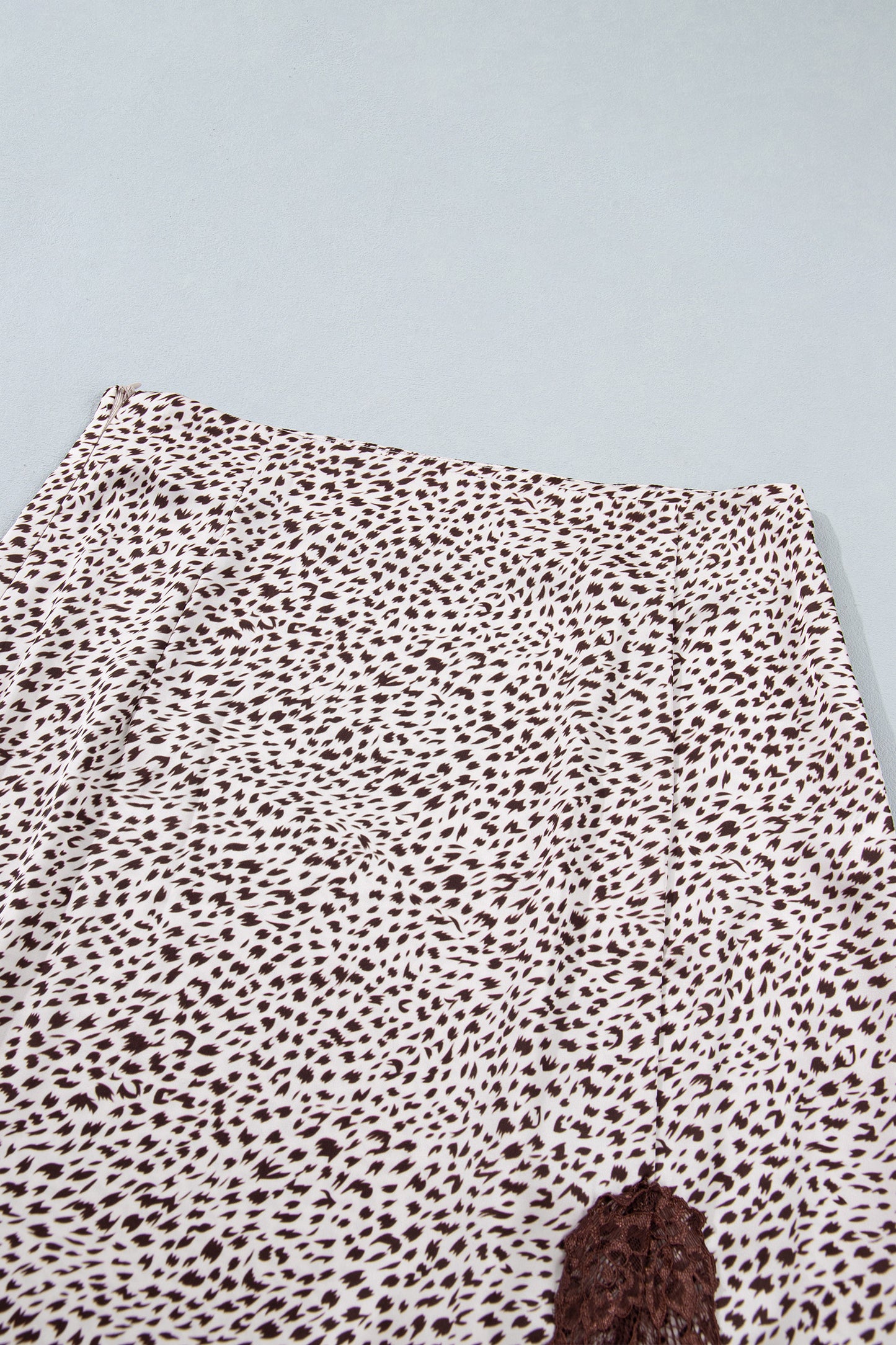 Womens Cheetah Print Maxi Skirt with Lace Trim and Slit S to XL