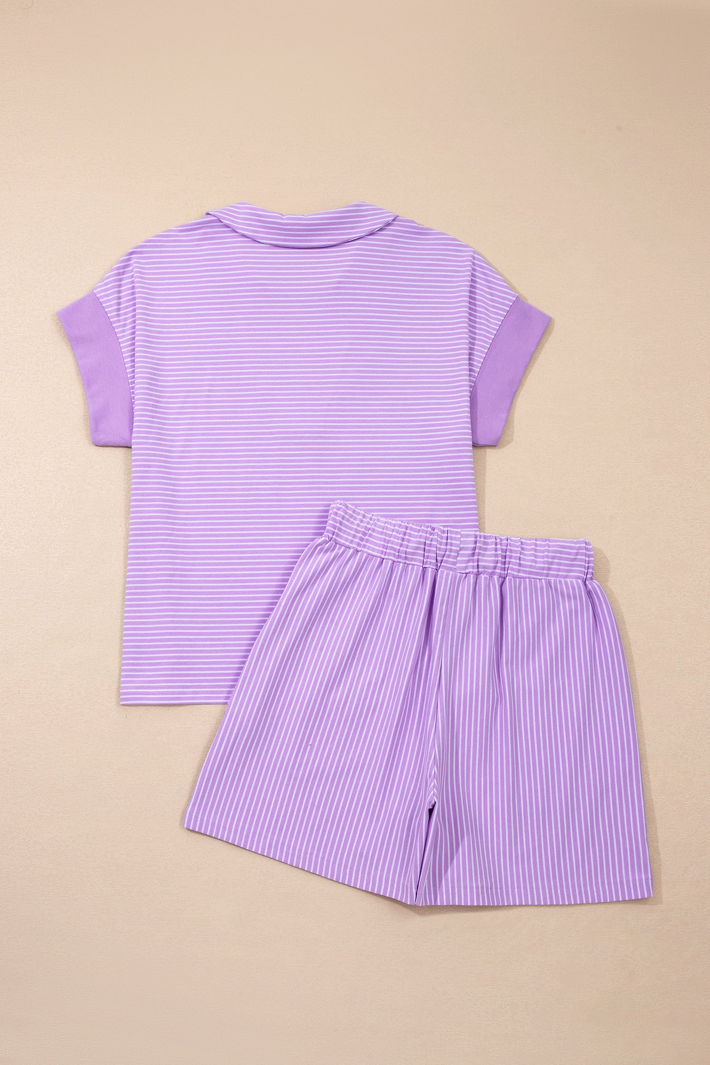 Striped Polo Shirt & Shorts Set Women S–2XL