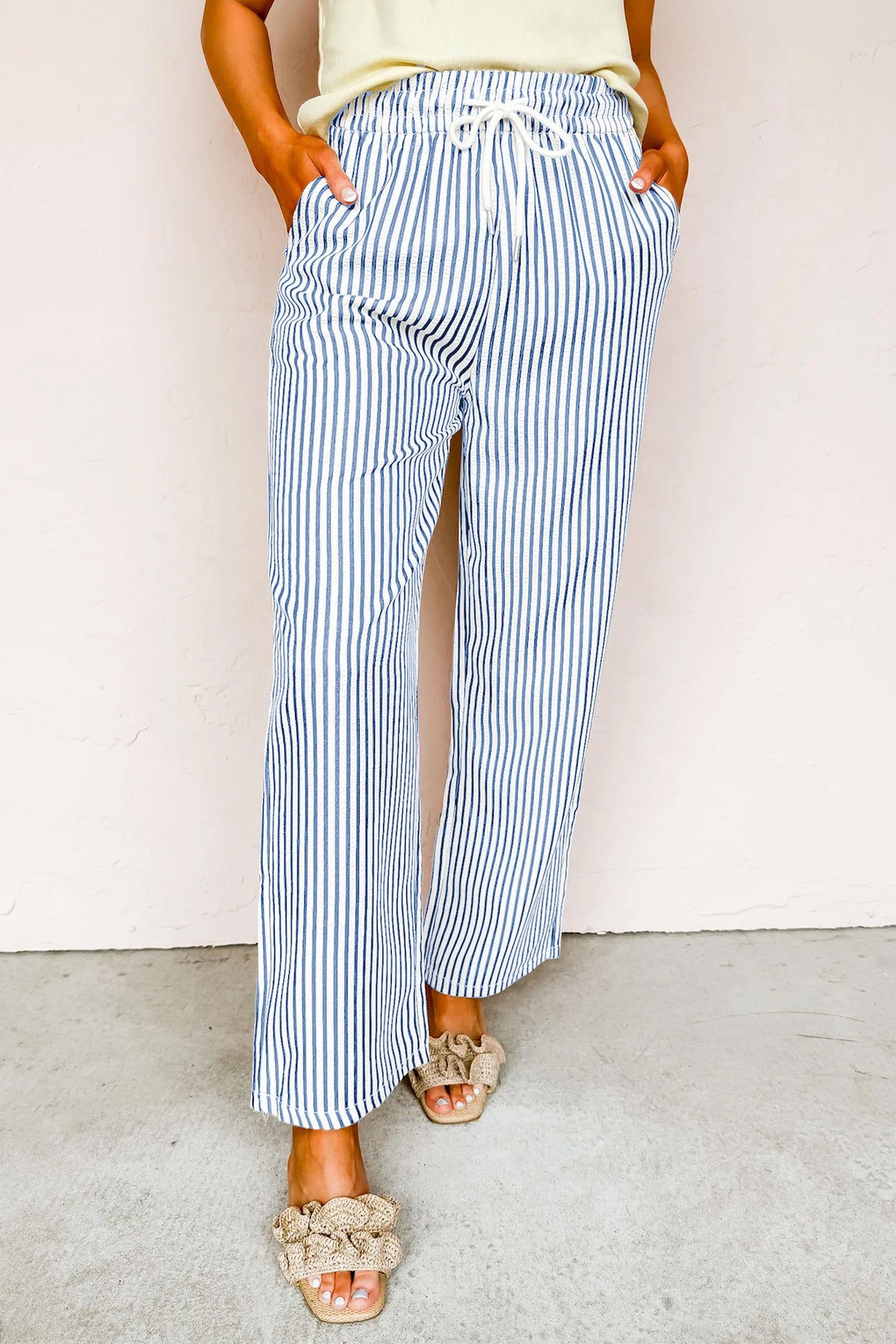 Women's Blue Stripe Casual Pants S to XL
