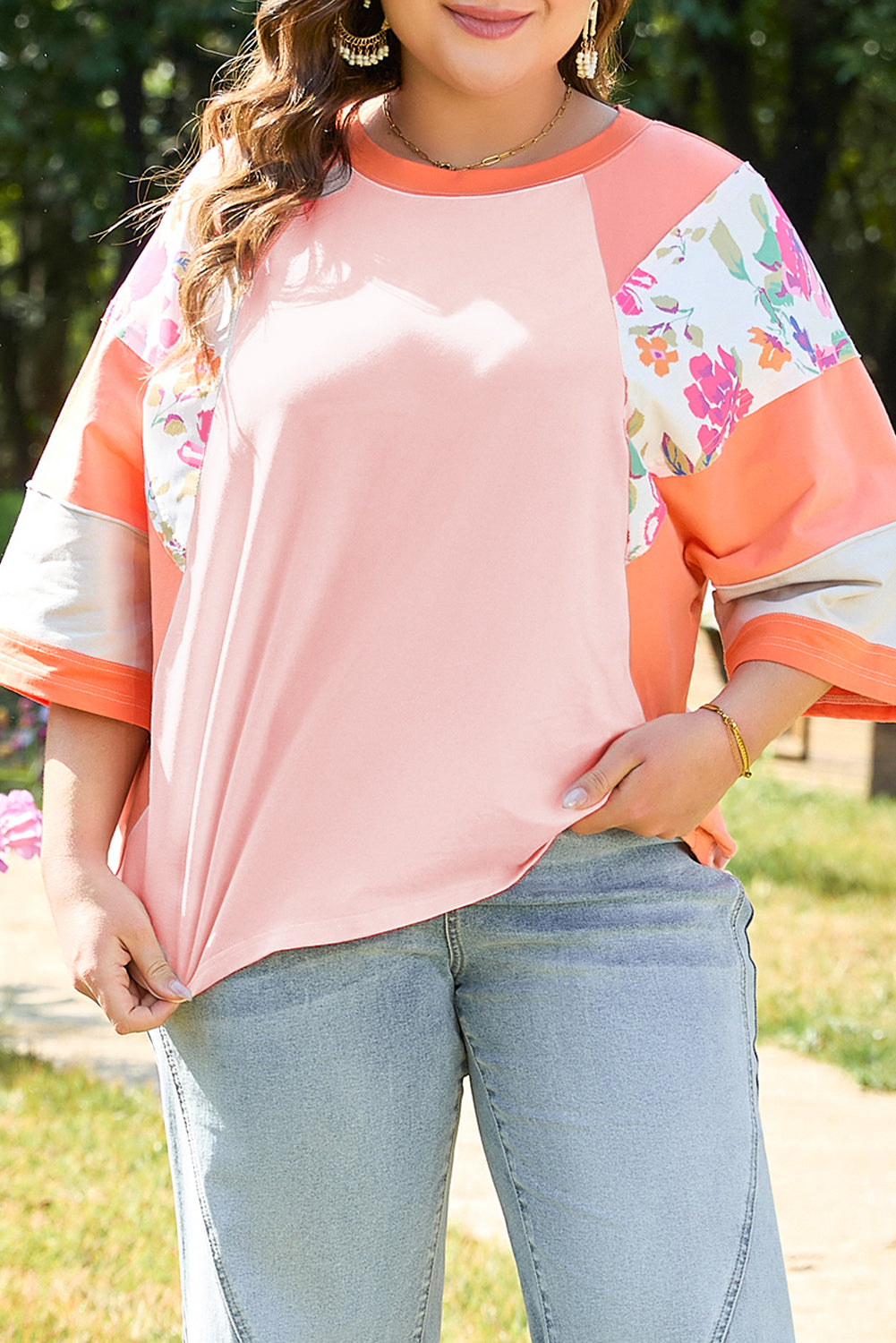 Plus Size Orange Floral Top Women 1X–4X