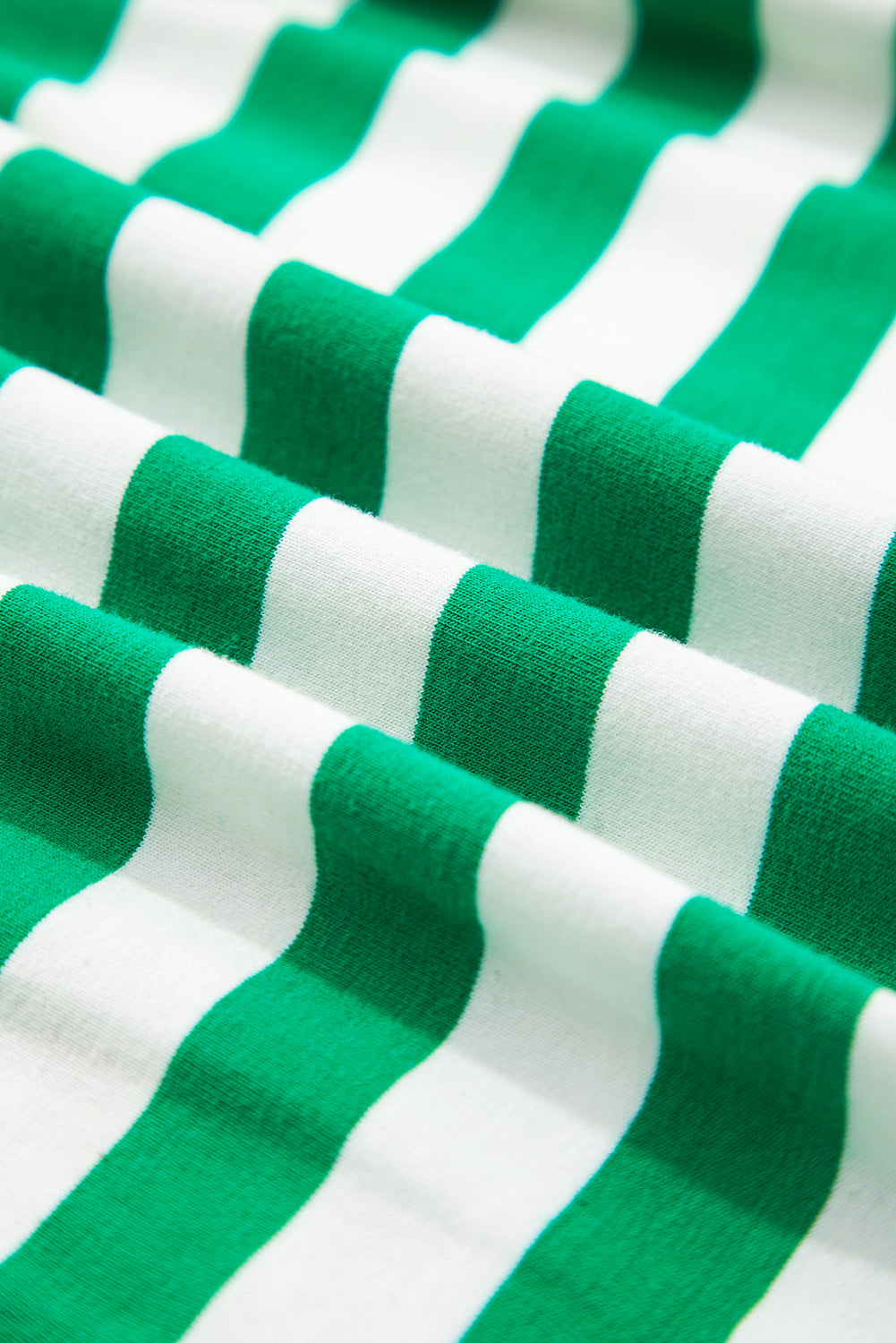 Green Stripe Colorblock Collared V-Neck Cropped Knit Pullover
