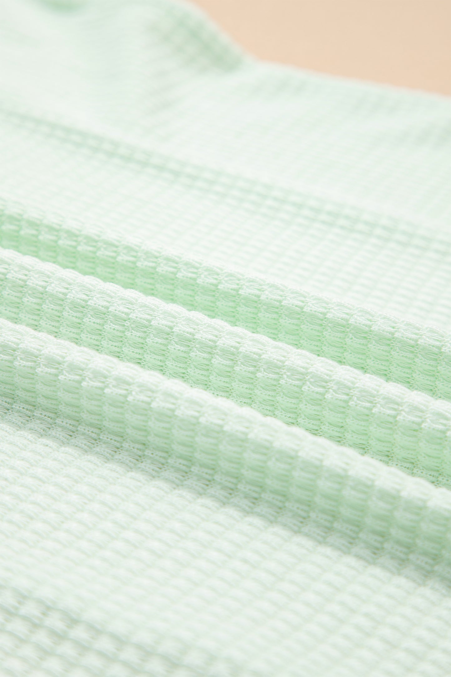 Waffle Knit V-Neck Short Sleeve Cuffed Top