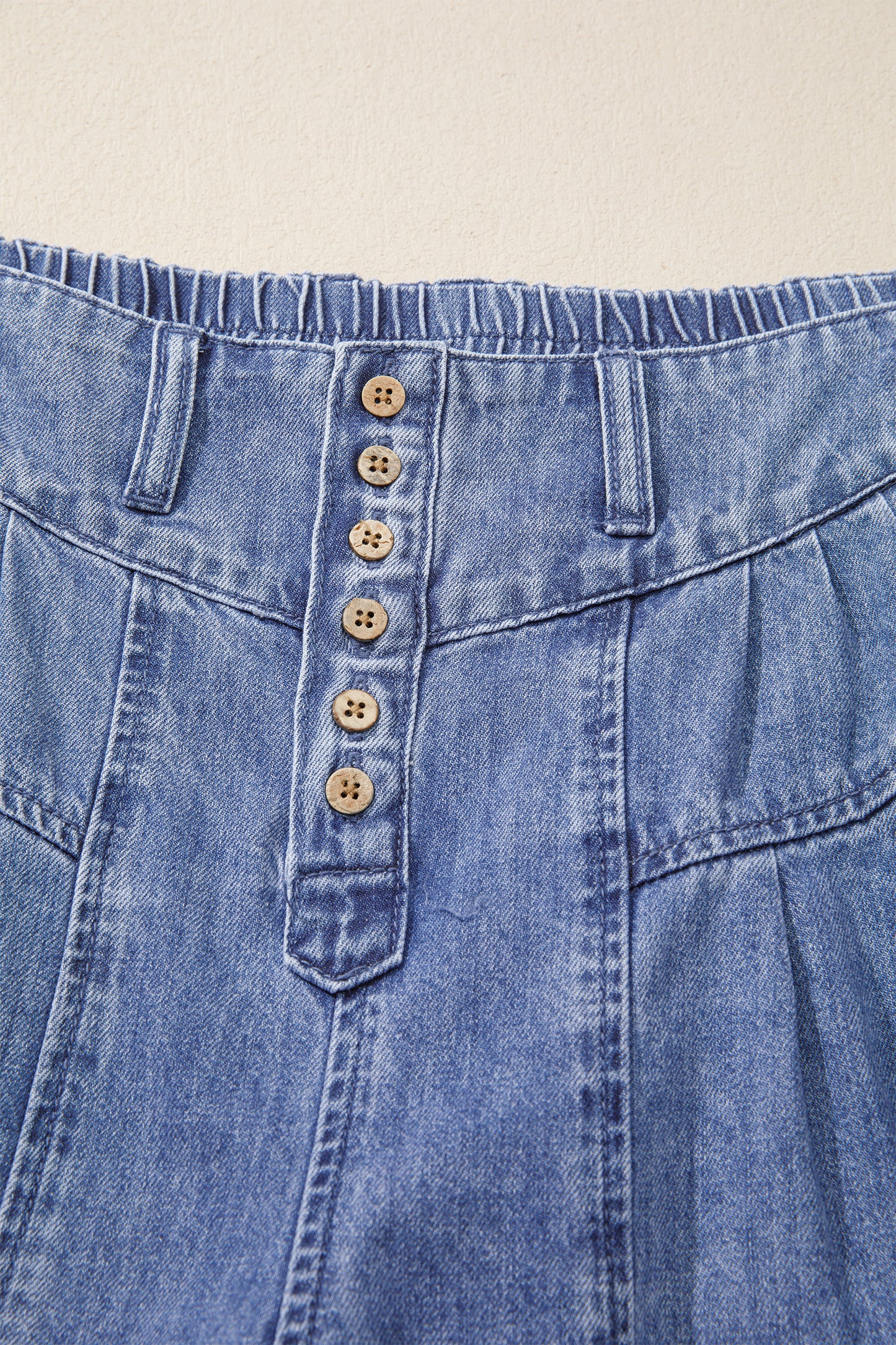 High-Rise Pleated Wide-Leg Cropped Denim Jeans | Dusk Blue