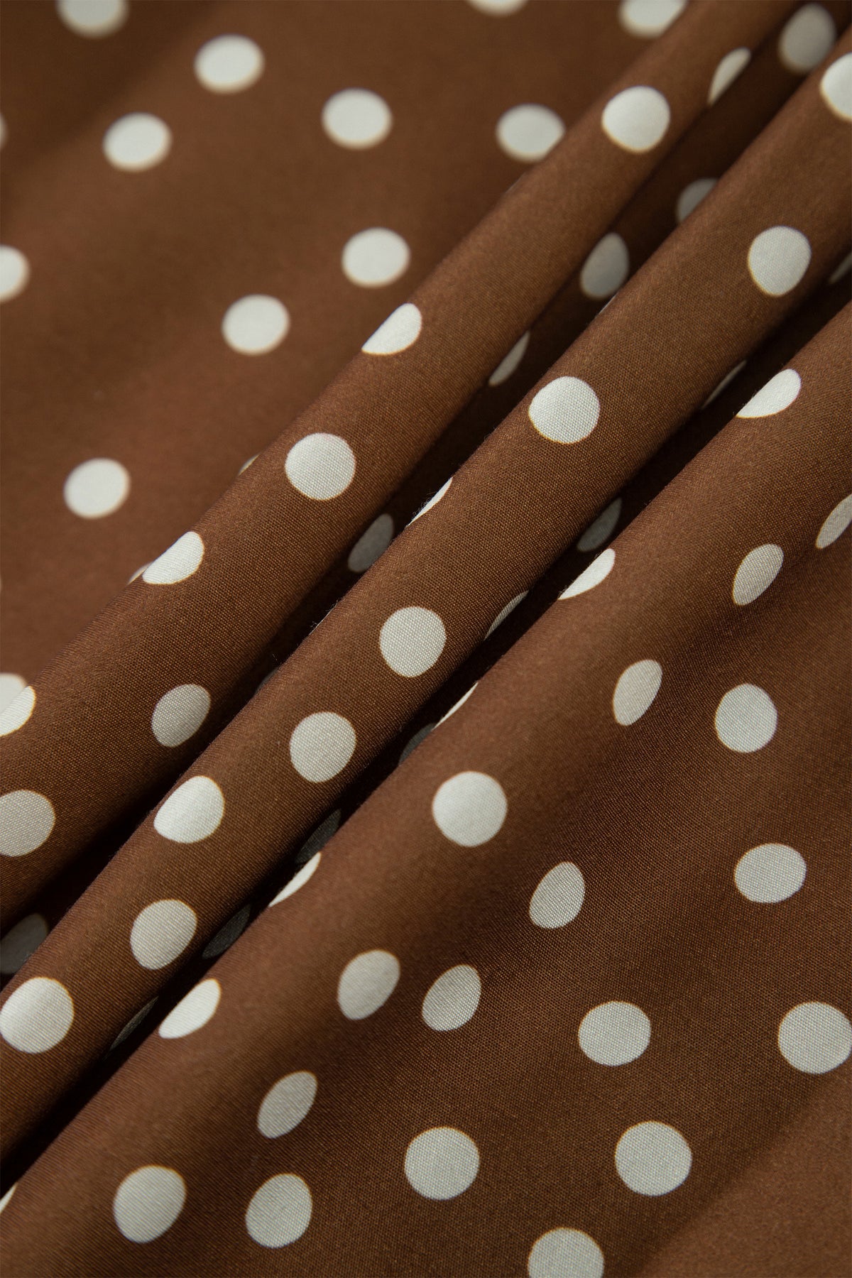 Plus Size Brown Polka Dot Long Sleeve V-Neck Shift Dress 1X to 4X