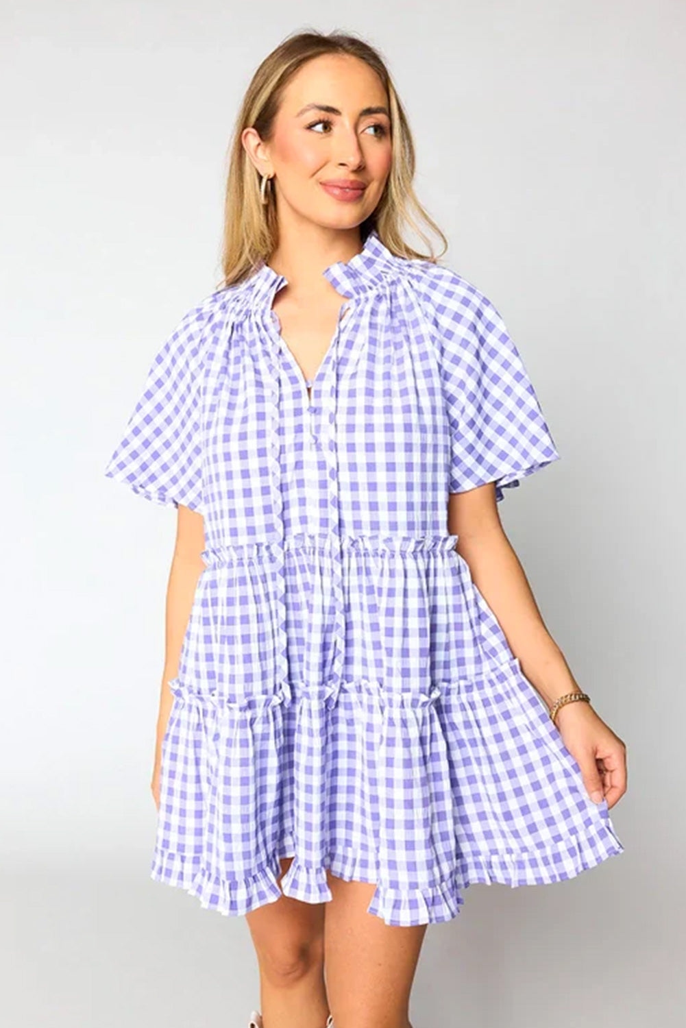 Plaid Babydoll Mini Dress Women S–XL