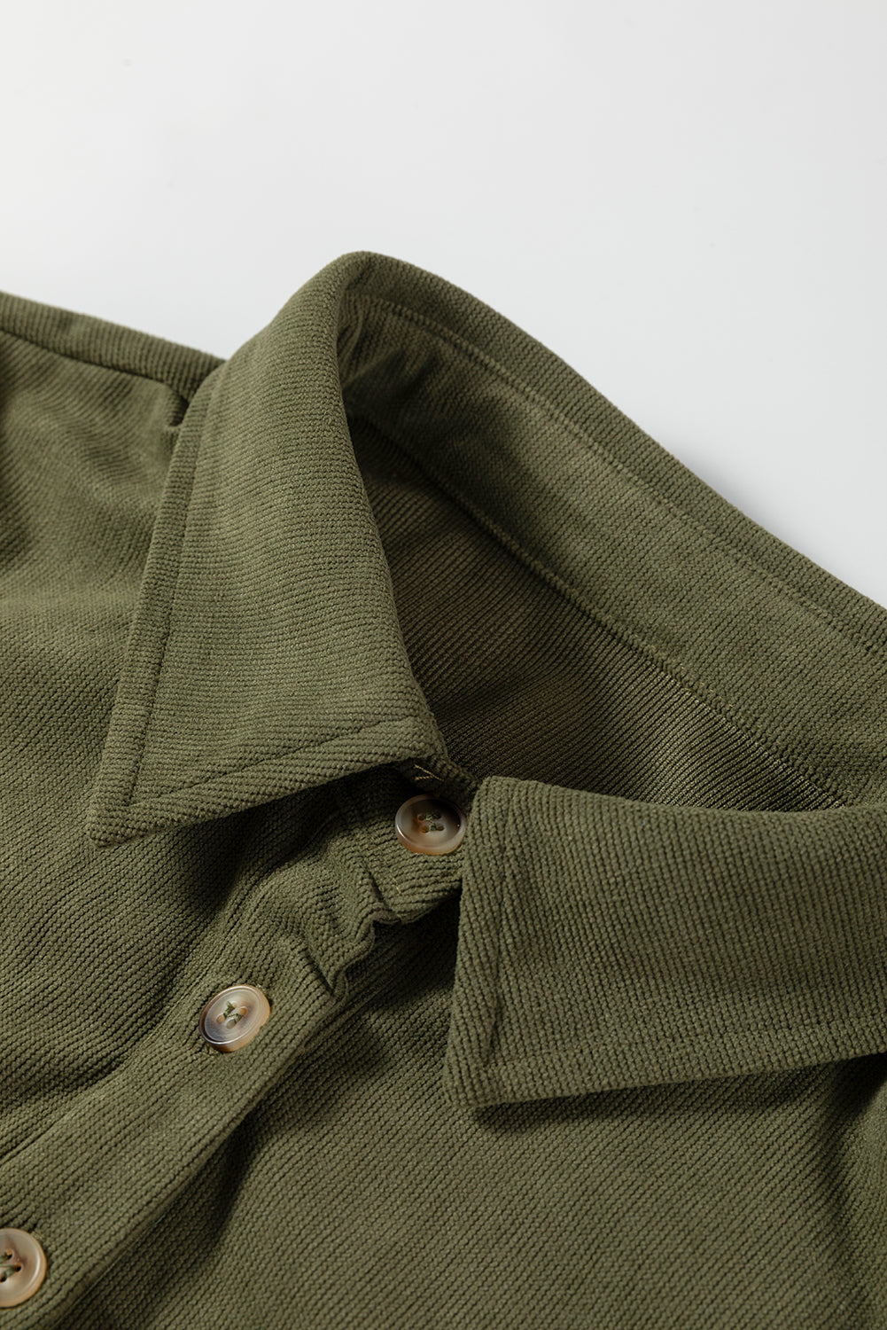 Corduroy Half Button Collared Mini Dress in Vineyard Green