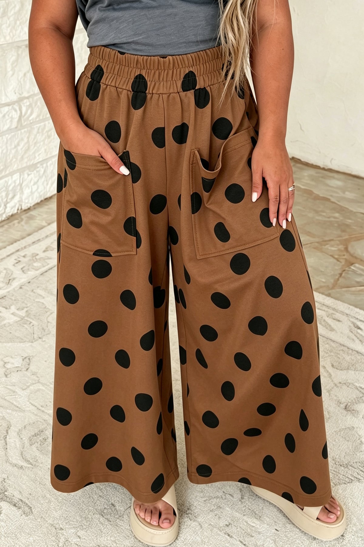 Plus Size Women's Polka Dot Wide Leg Pants 1X to 4X