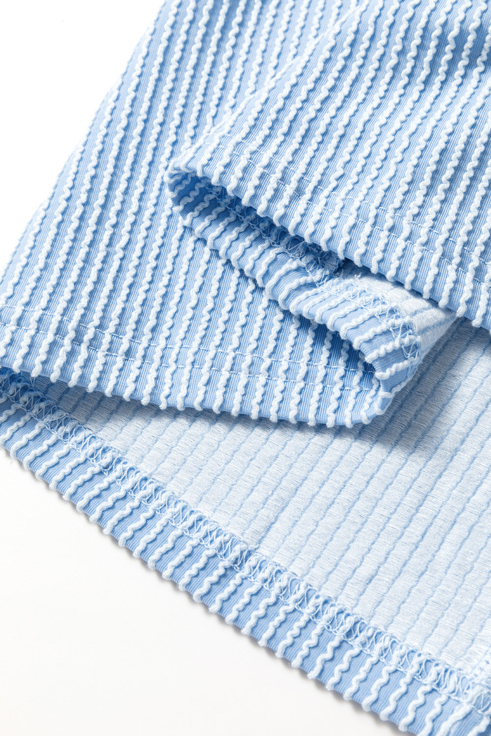 Dusty Blue Plus Size Ribbed Textured Long Sleeve T-Shirt