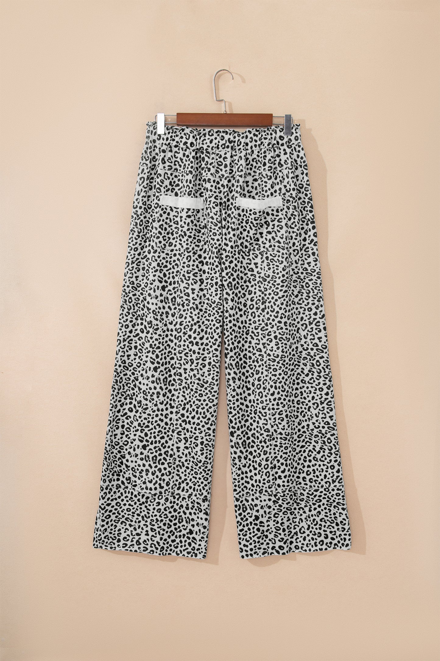 Animal Print Wide Leg Terry Knit Pants