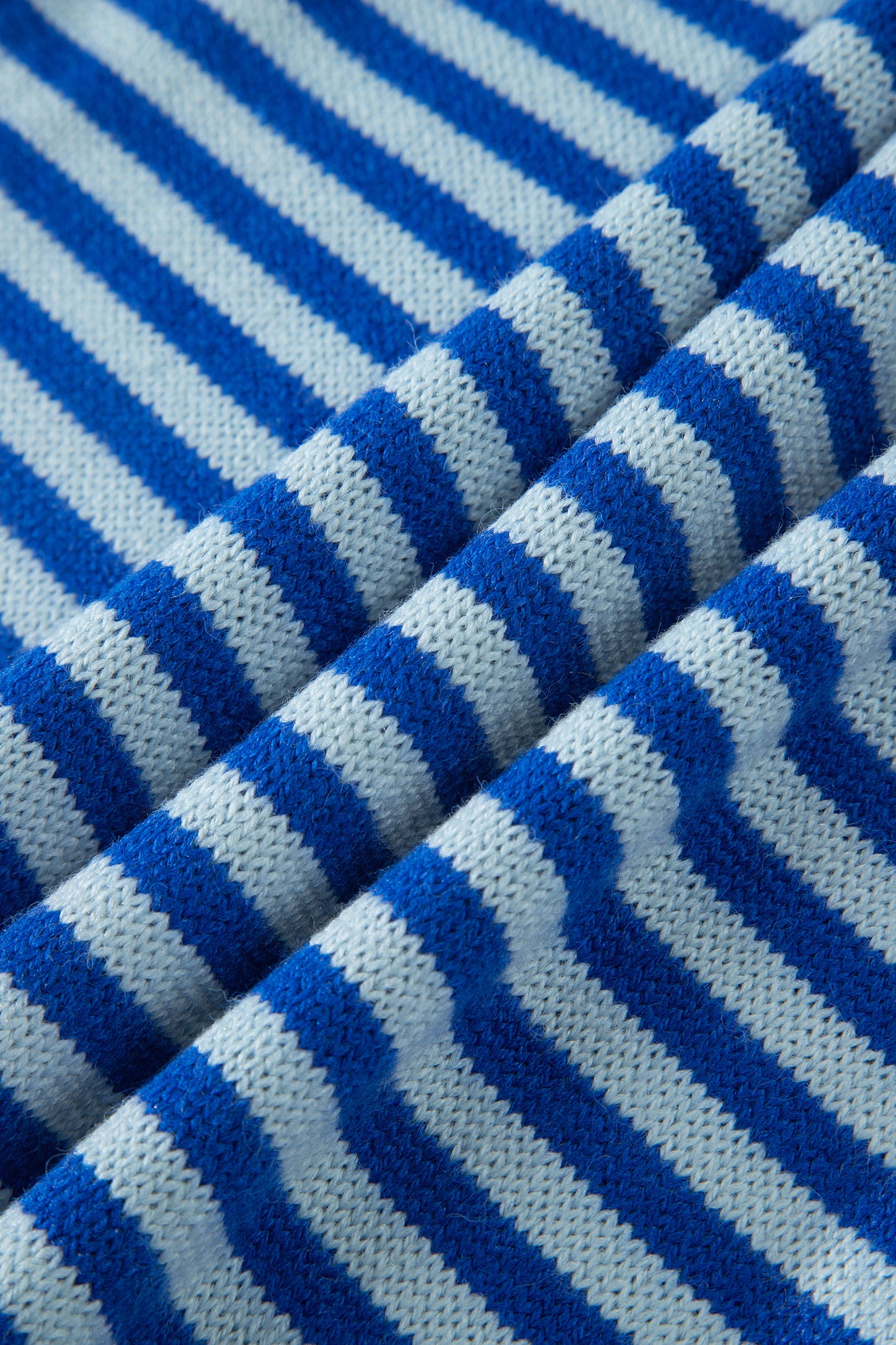 Blue Stripe Knit Button-Down Cardigan – Women S–XL