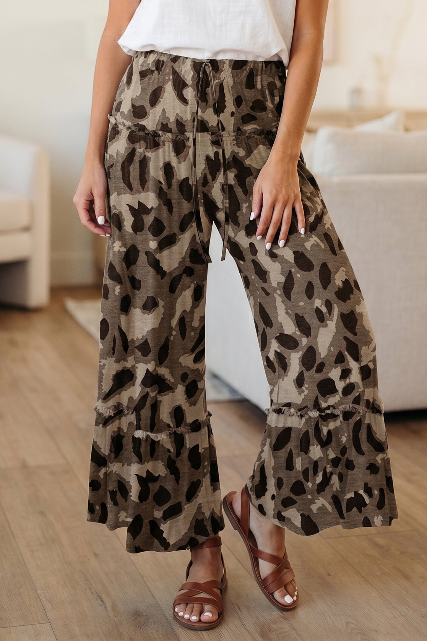 Camo Print Wide Leg Pants Women S–XL