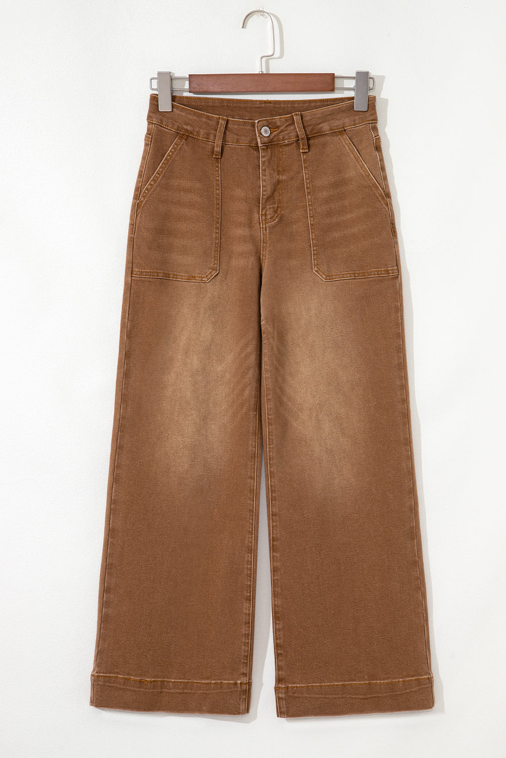 Cropped High Rise Wide Leg Jeans in Breen