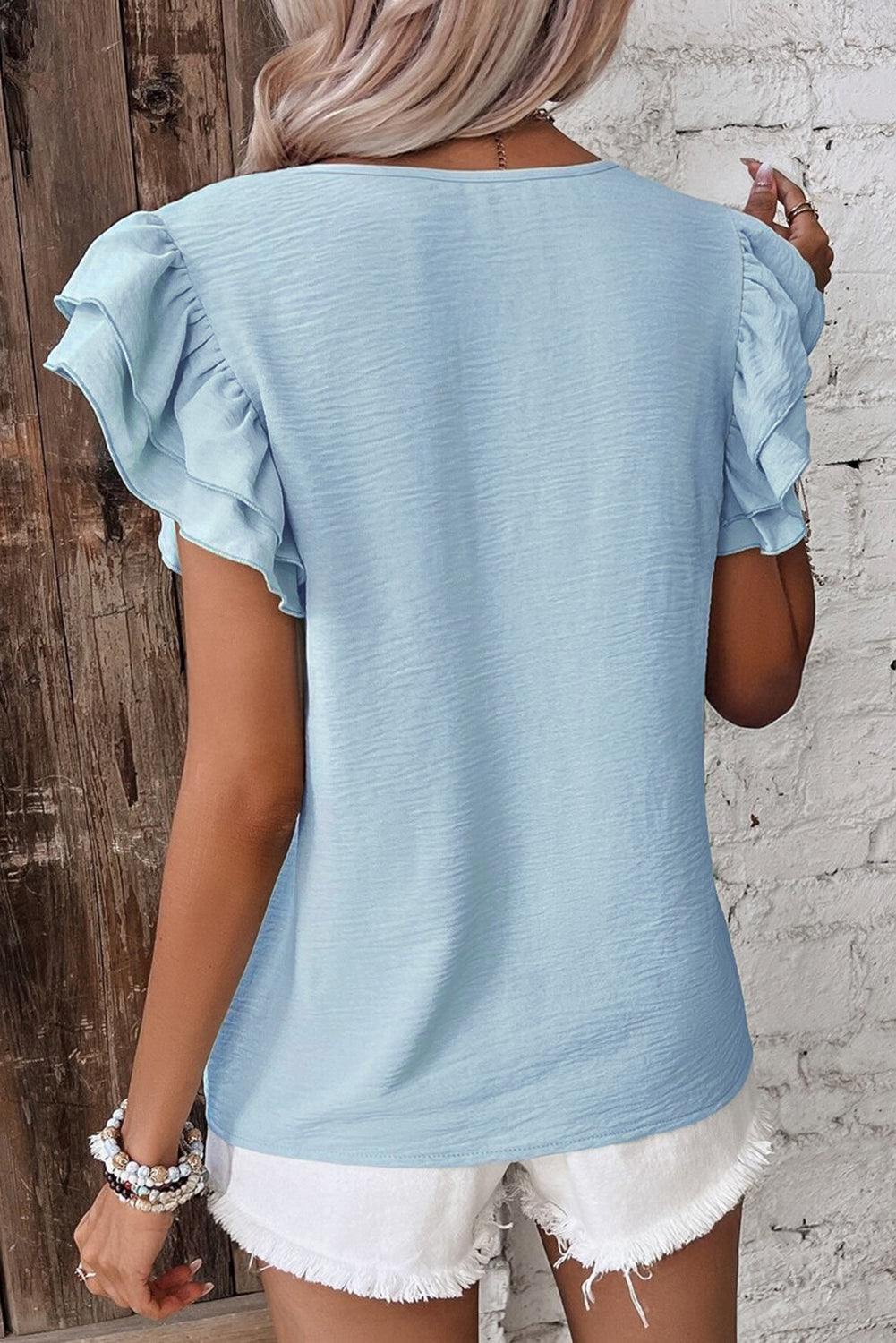 Ruffle Short Sleeve Blouse Women S–XL