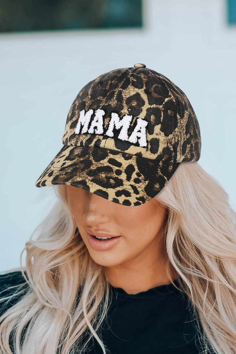 MAMA Embroidered Leopard Print Baseball Cap | One Size