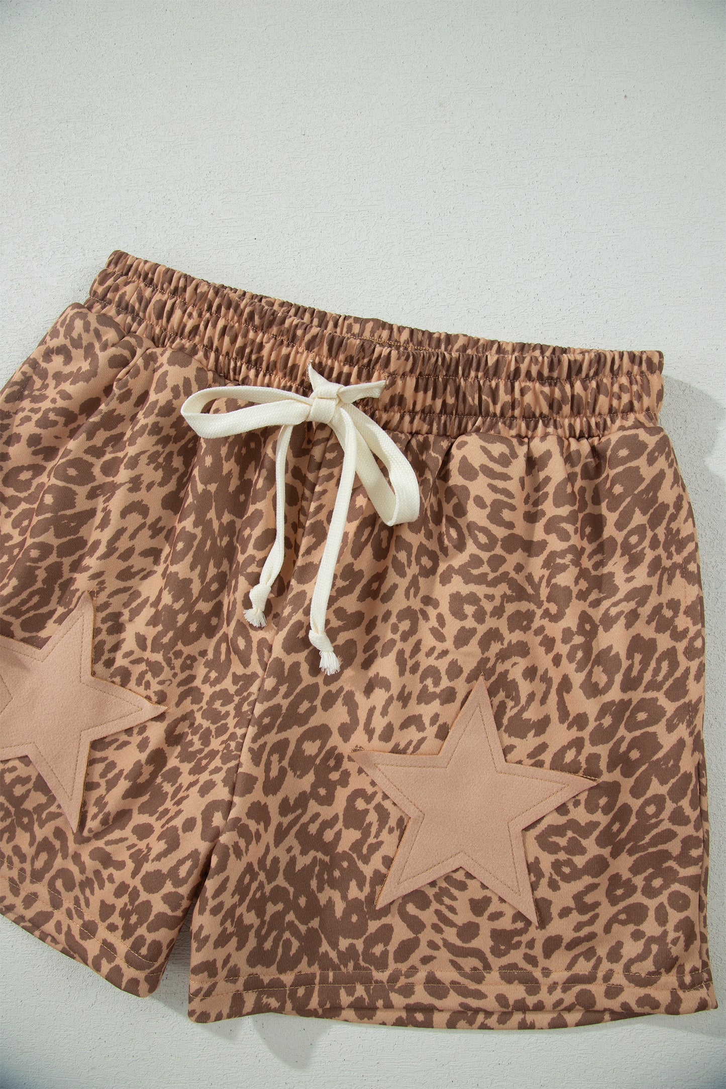 Khaki Leopard Star Patch Shorts Women S–XL