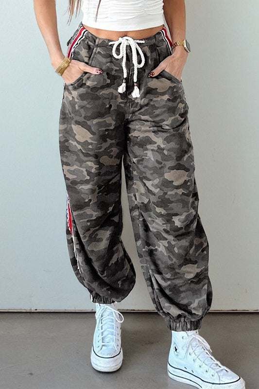 Camo Print Joggers with Side Stripe Detail – Women S–XL