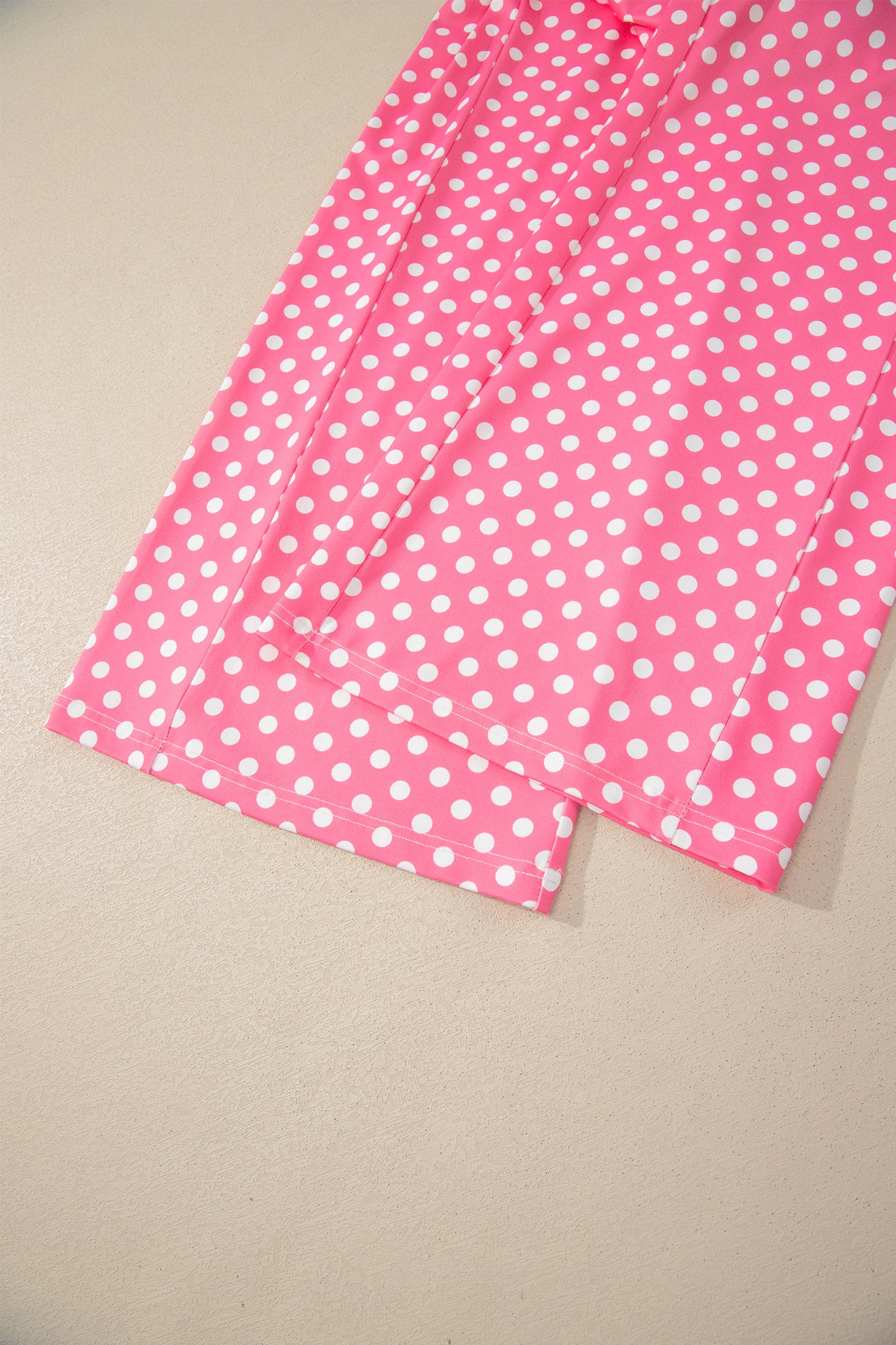 Pink Polka Dot Halter Tank and Wide Leg Pants Set Women S–XL