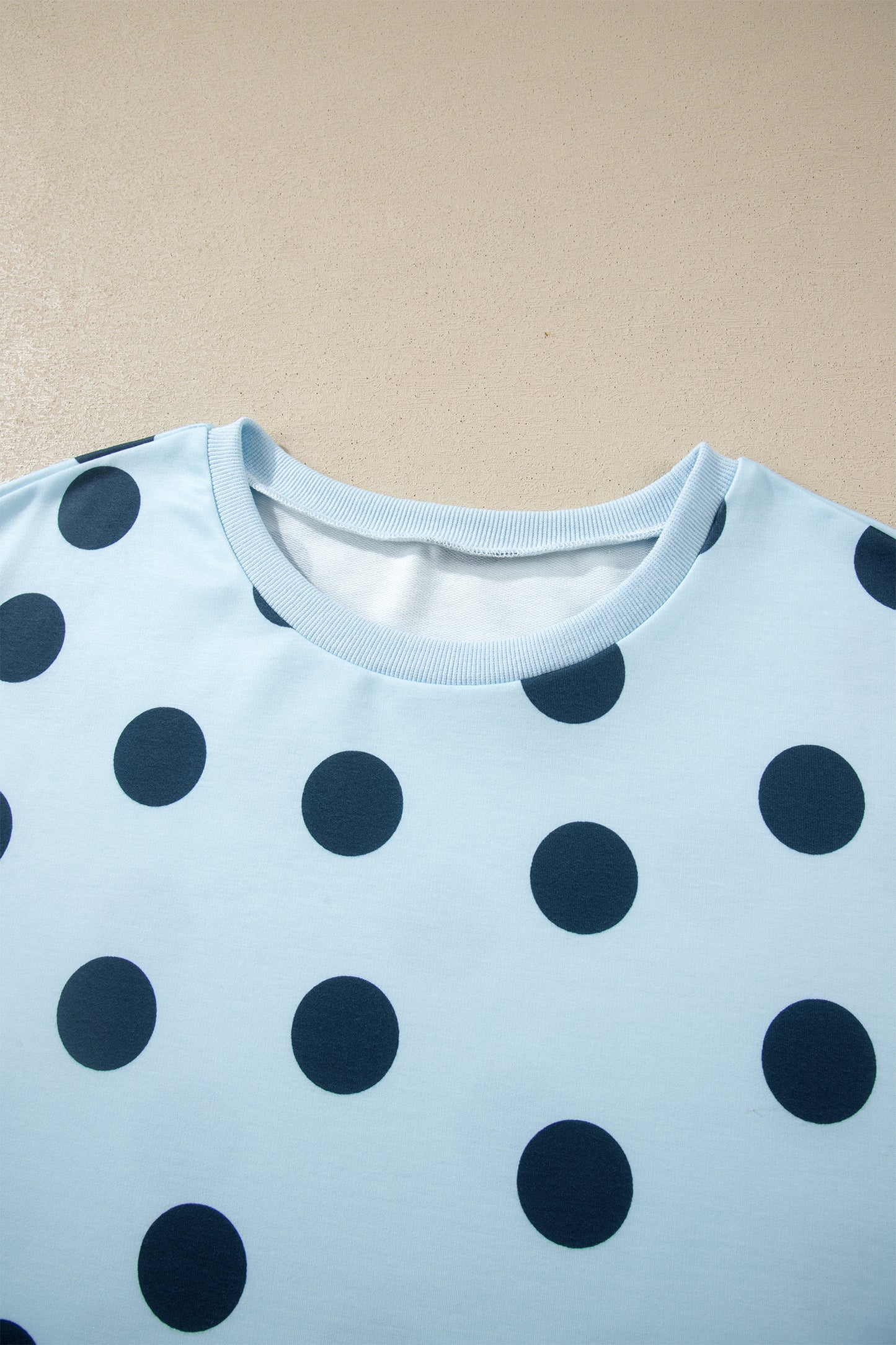 Polka Dot Drop Shoulder Tee & Drawstring Shorts Set