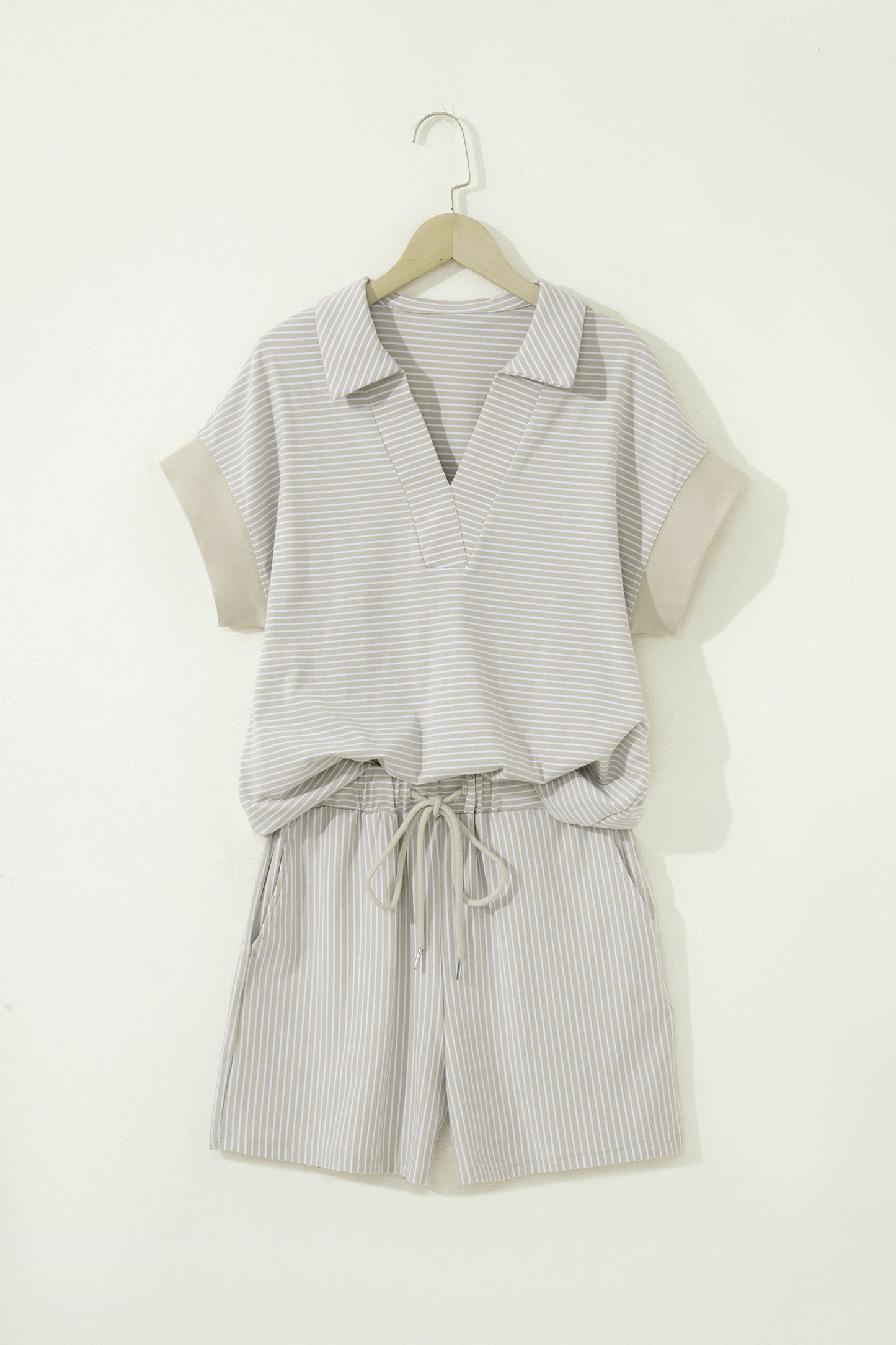 Striped Polo Shirt & Shorts Set Women S–2XL