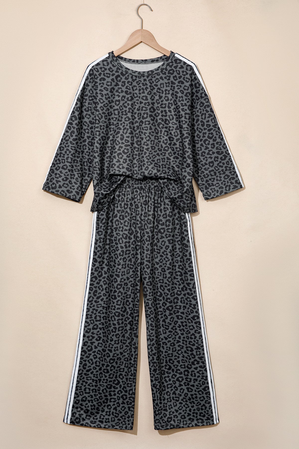 Women's Leopard Print Varsity Two Piece Set S to XL
