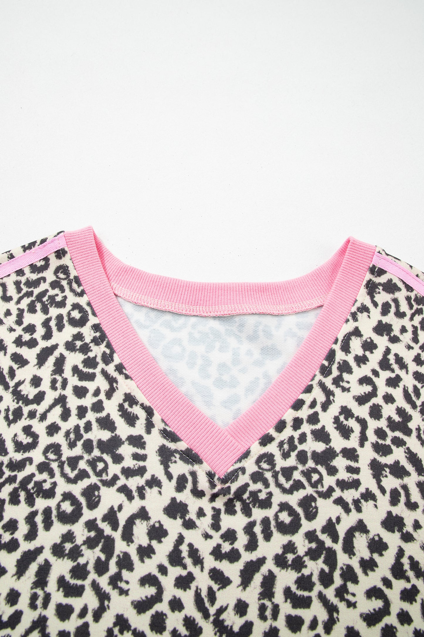 Leopard Print Varsity Stripe V-Neck Top
