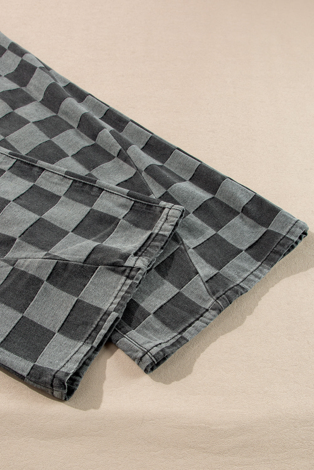 Denim Wide Leg Jeans Checkered Dark Grey Women Size 4–16
