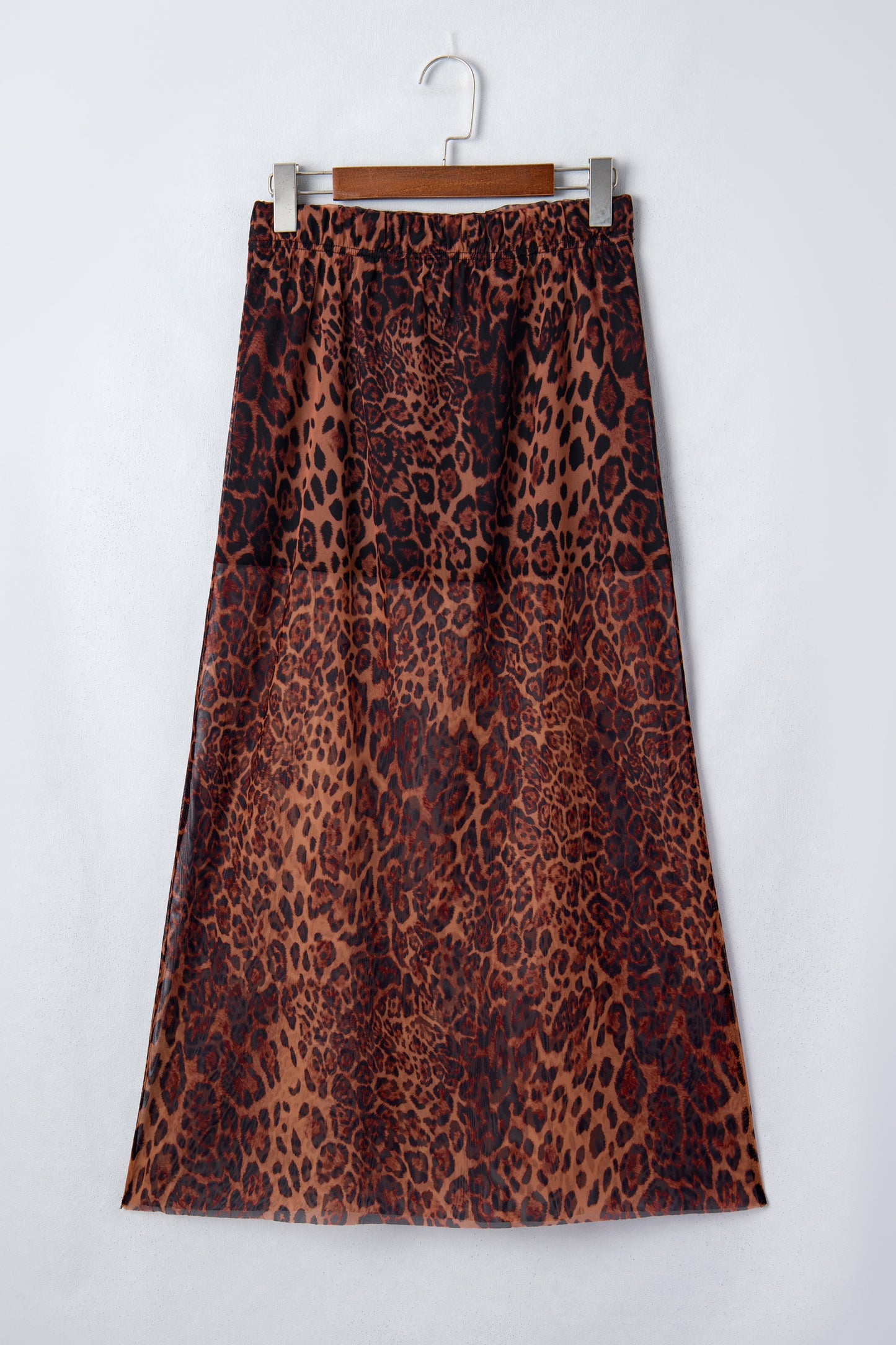 Brown Leopard Sheer Maxi Skirt Women S–XL