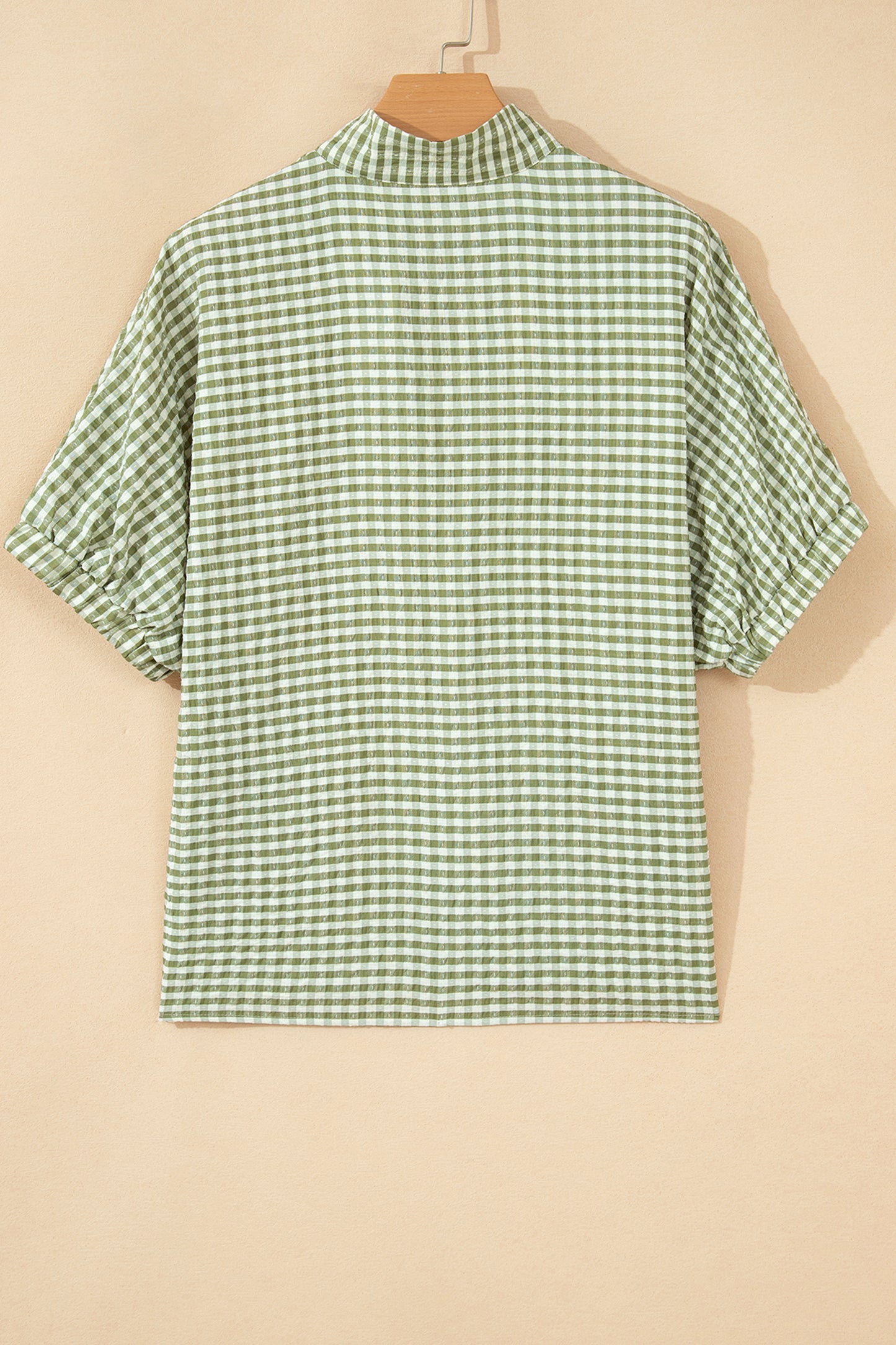 Plaid Short Sleeve Colorblock Blouse Women S–XL