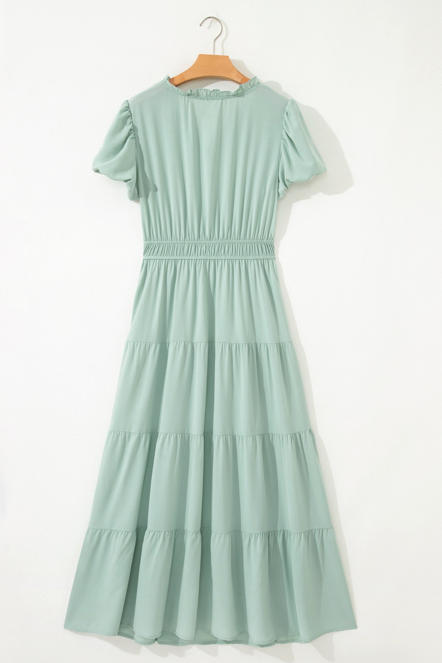 V-Neck Puff Sleeve High Waist Tiered Maxi Dress | 5 Colours | S–XL