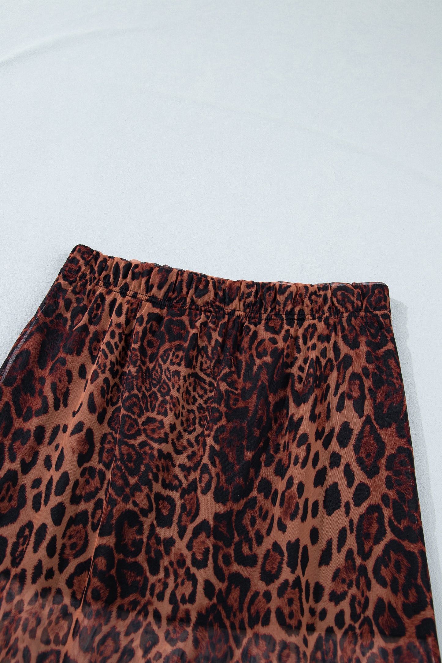 Brown Leopard Sheer Maxi Skirt Women S–XL