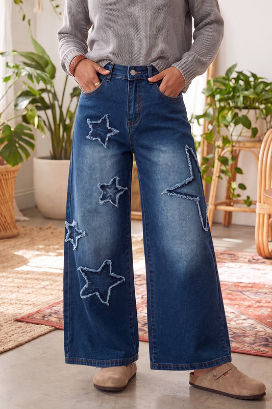 Women's Blue Star Wide Leg Jeans Size 4 to 16