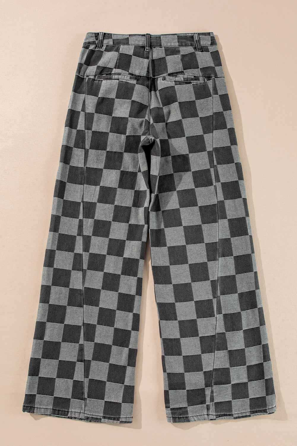 Denim Wide Leg Jeans Checkered Dark Grey Women Size 4–16