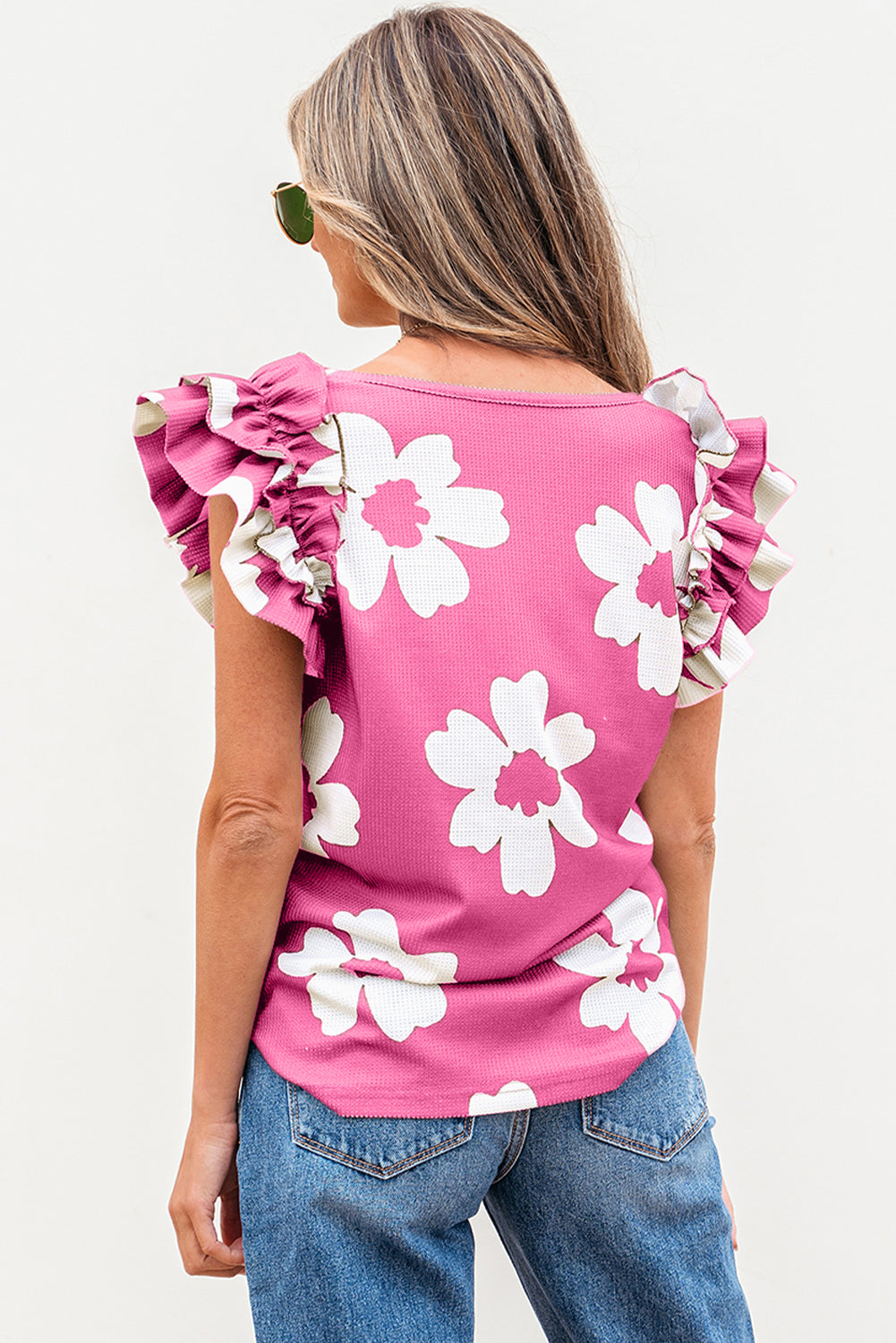 Floral Textured Ruffle Sleeve Blouse Women S–XL