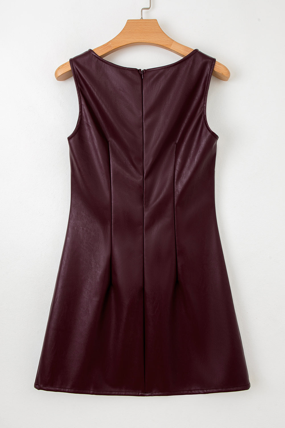 Vegan Leather Sleeveless Mini Dress in Wild Ginger