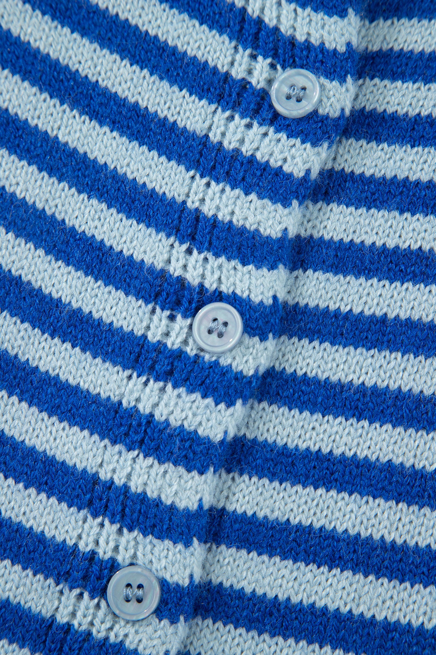 Blue Stripe Knit Button-Down Cardigan – Women S–XL