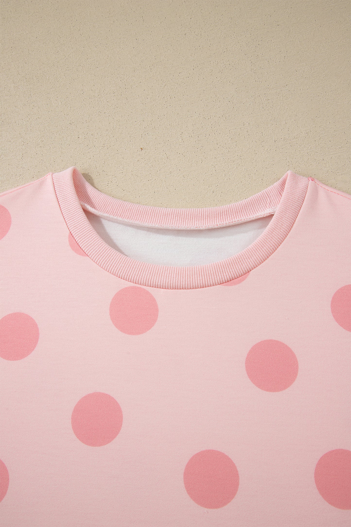 Polka Dot Drop Shoulder Tee & Drawstring Shorts Set