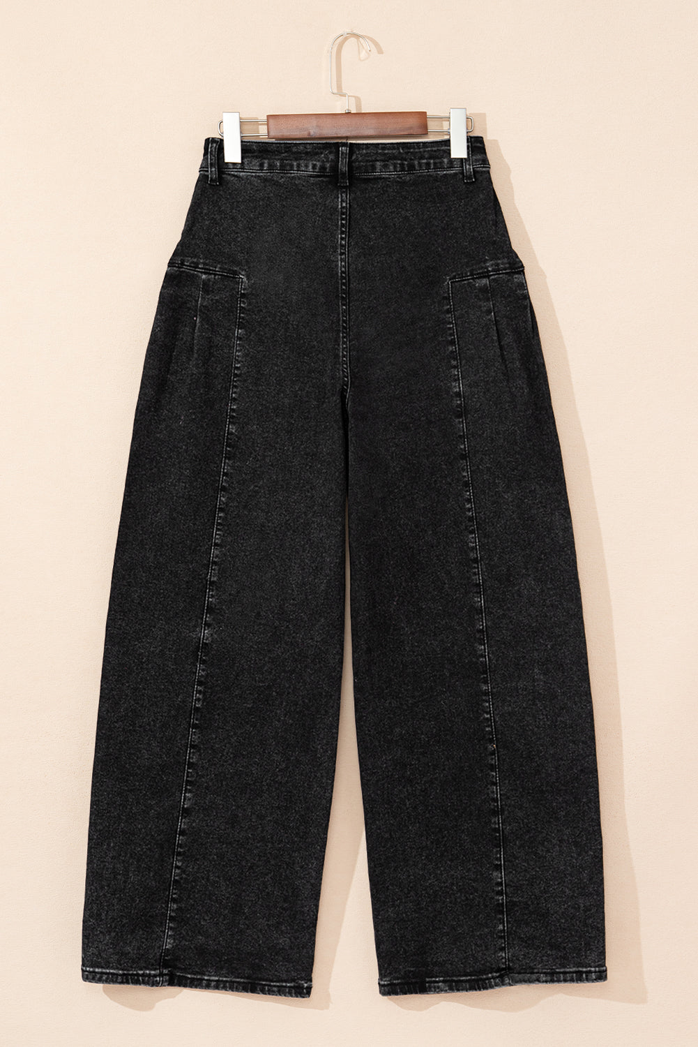 Pleated Wide Leg Mineral Wash Denim Pants | Dark Grey | US 6–16