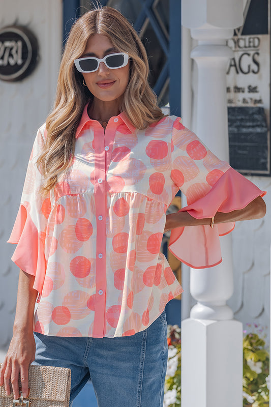 Polka Dot Ruffle Blouse Women S–XL
