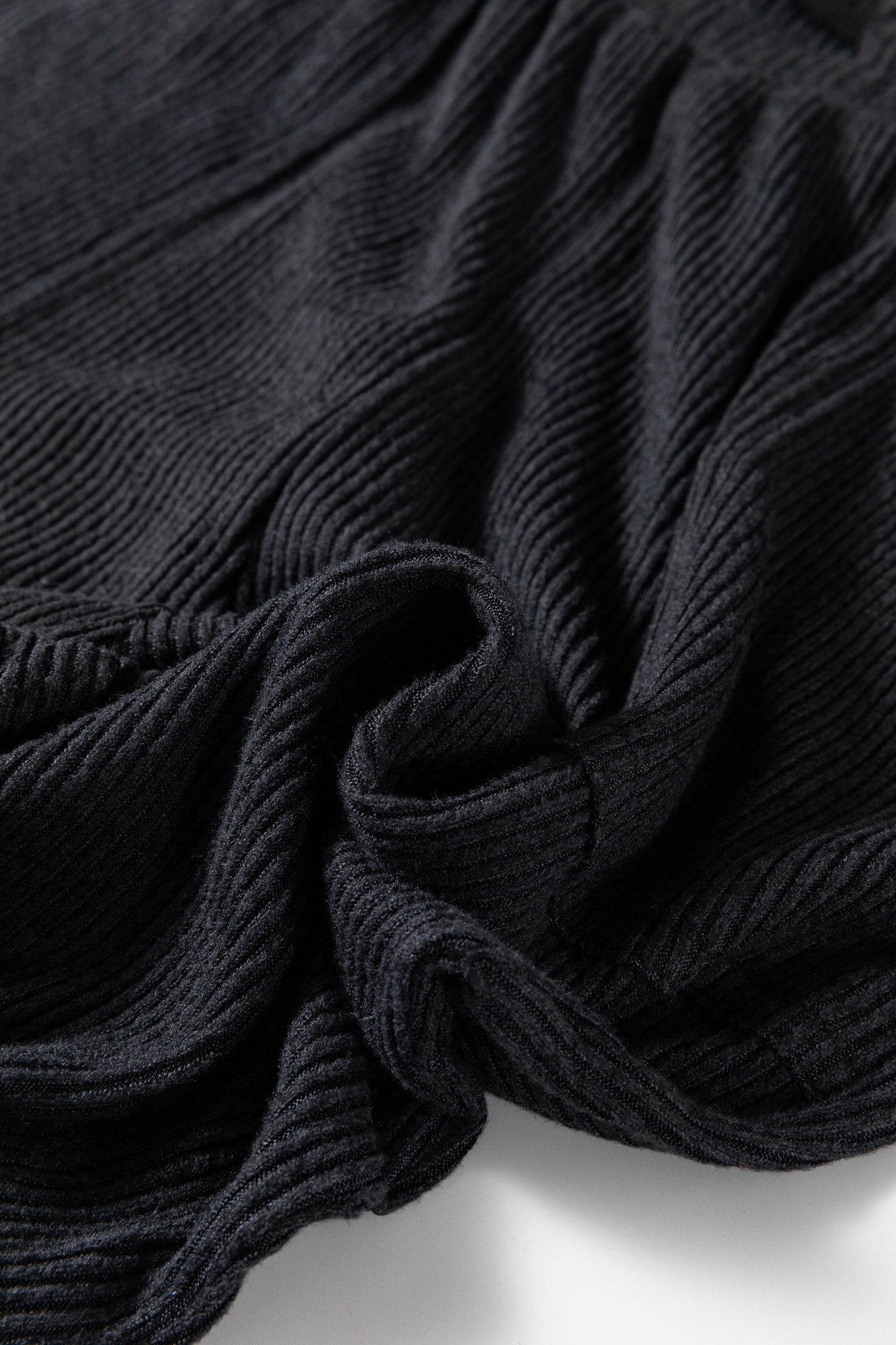 Black Ribbed Drawstring Active Jogger Pants