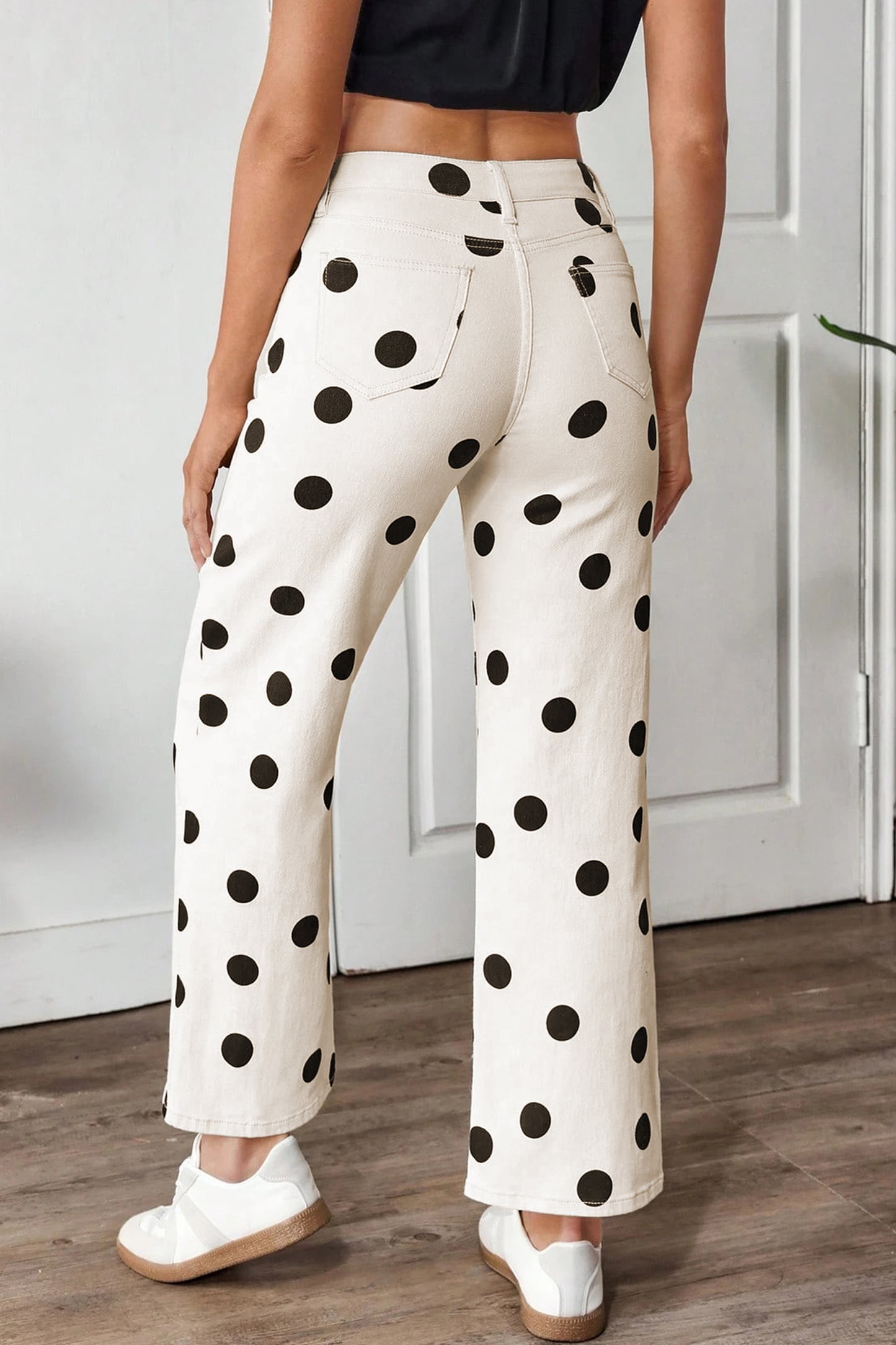 Polka Dot Wide Leg Jeans Women Size 4–16
