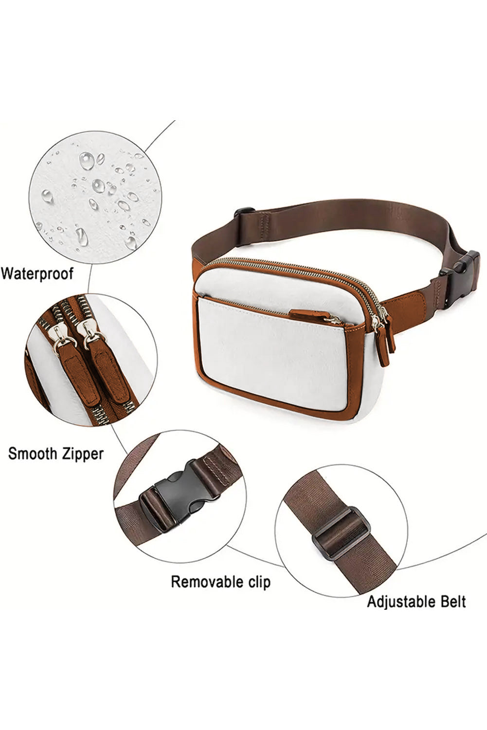 Mini PU Leather Crossbody Bag with Adjustable Strap | White