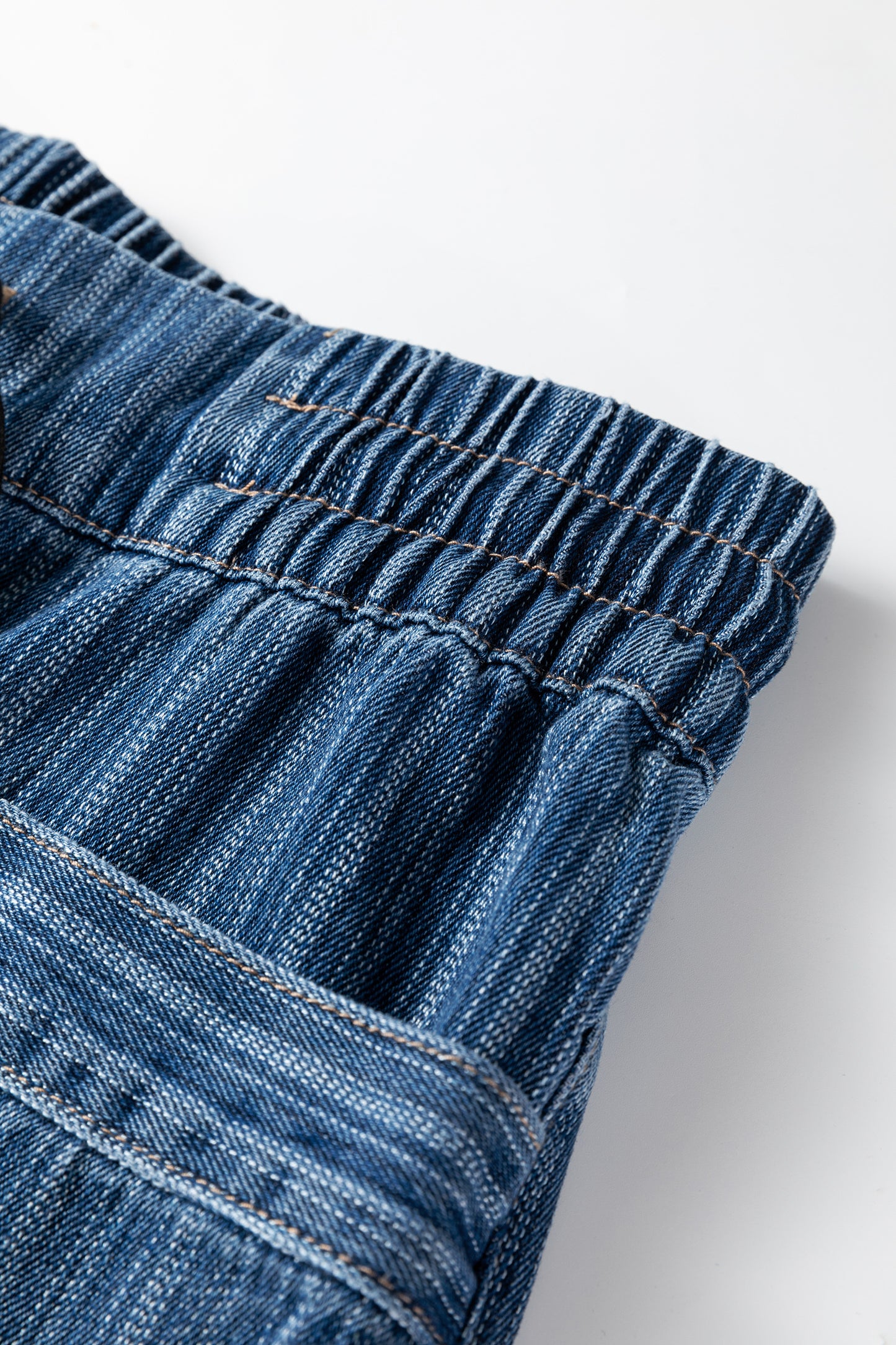 Blue Stripe Contrast Drawstring Pocketed Loose Jeans