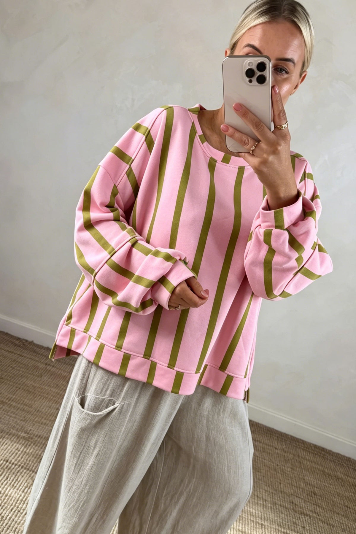 Women's Striped Sweatshirt S to XL