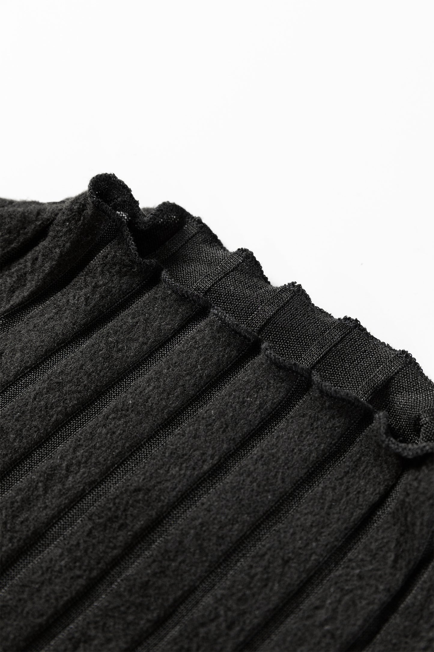 Black Green Ribbed Knit Slim Bodice Contrast Flared Skirt Patchwork Belted Dress