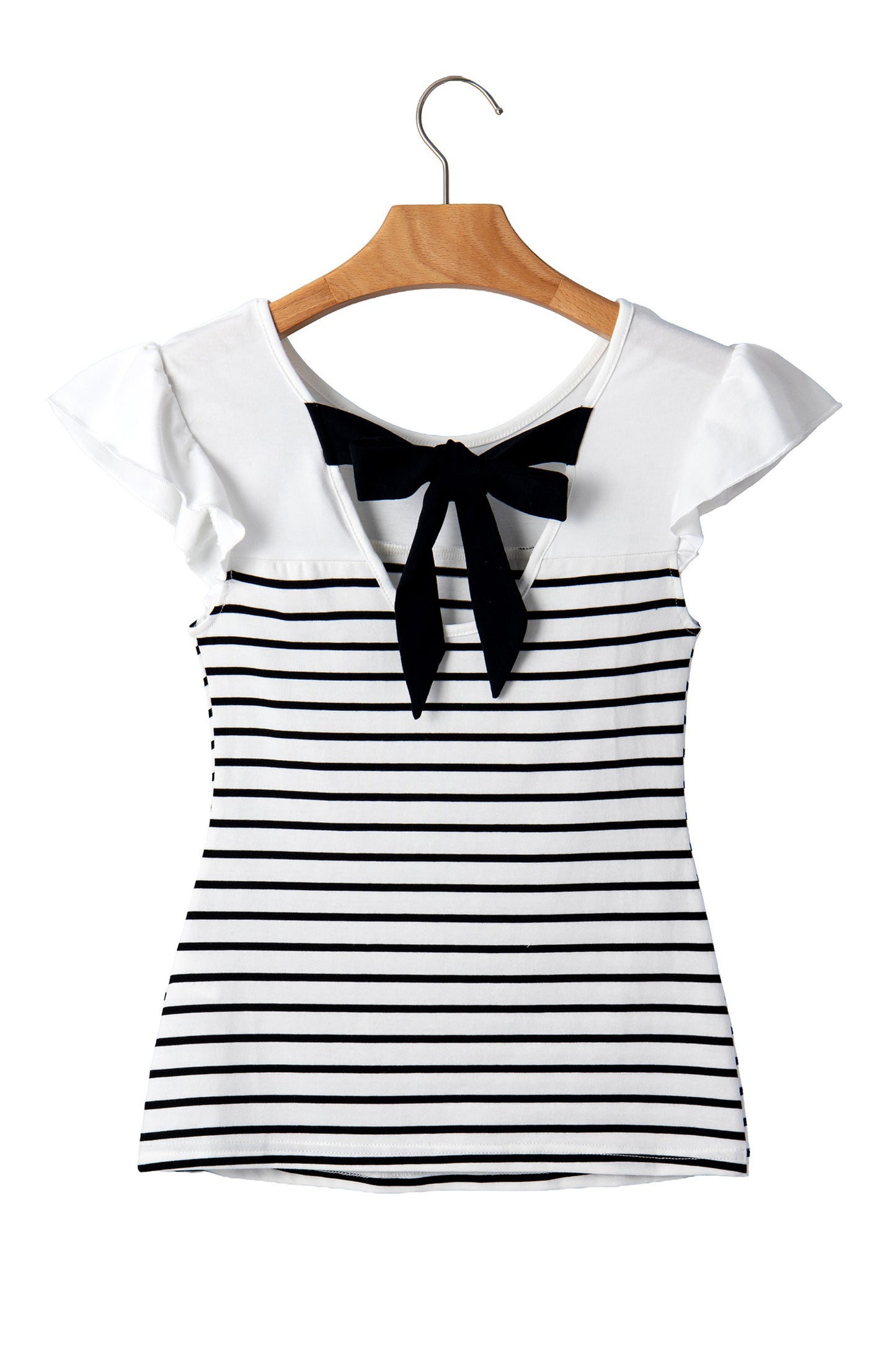 White Striped Ruffle Blouse Women S–XL